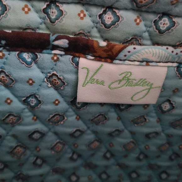 Vera Bradley Java Blue Tote Purse Shoulder Bag Brown Blue Floral 2006 Pattern - Picture 9 of 16